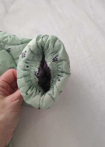 Kız Çocuk Kapüşonlu Yeşil Mont - Görsel 2