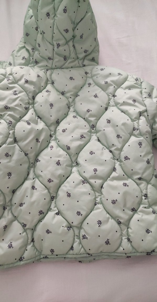 Kız Çocuk Kapüşonlu Yeşil Mont - Görsel 5