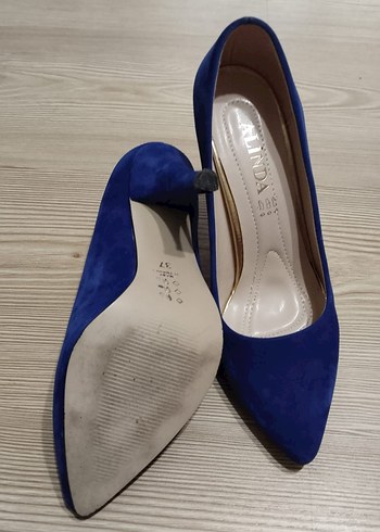 37 Beden saks mavi süet Kadın Stiletto