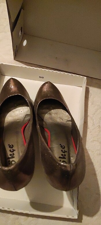 Gold platform topuklu ayakkabı  - Görsel 4