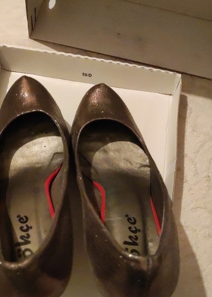 Gold platform topuklu ayakkabı  - Görsel 4