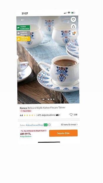 Karaca Karaca fincan takımı