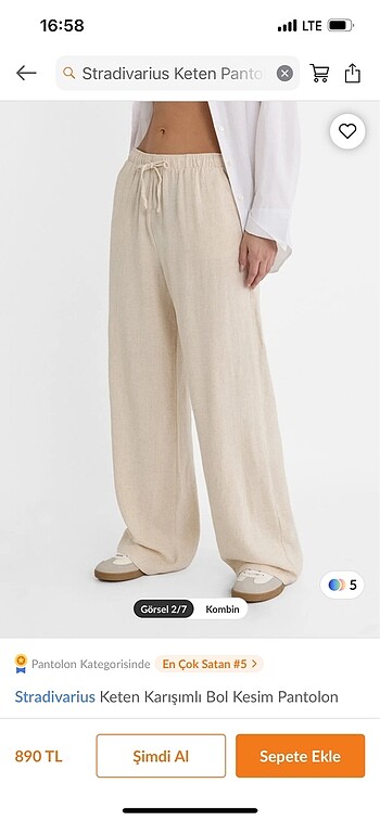 Stradivarius keten pantolon