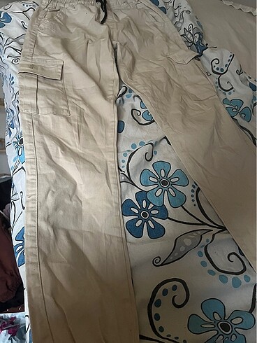 Krem kargo pantolon