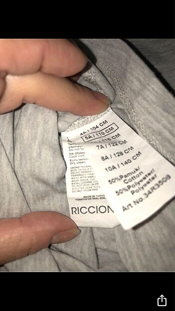 5 Yaş Beden gri Renk B&G Store 5 yaş tişört Ricconi
