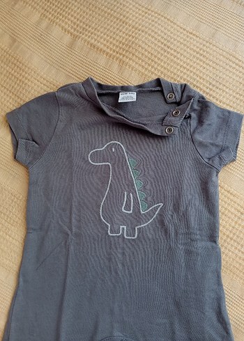 Gri Dinozor Baskılı Bebek Erkek Tulum - Görsel 3