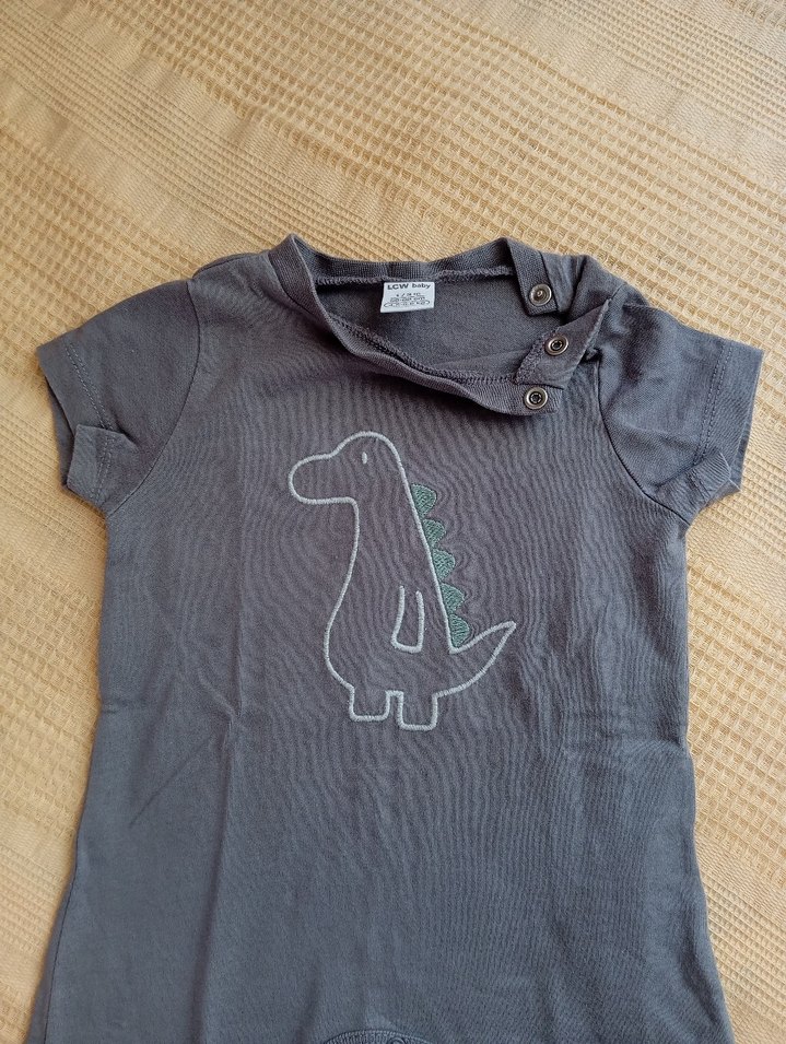 Gri Dinozor Baskılı Bebek Erkek Tulum - Görsel 3