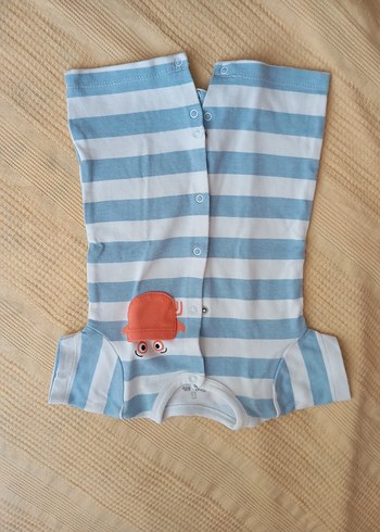 Mavi Çizgili Bebek Tulum - Görsel 3