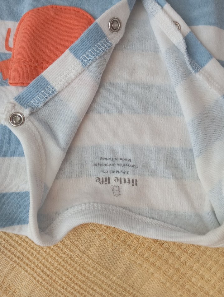 Mavi Çizgili Bebek Tulum - Görsel 2