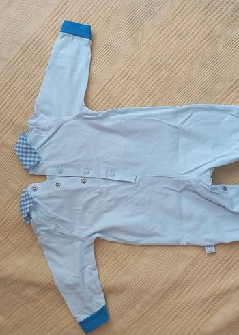 Mavi Pamuklu Uzun Kollu Bebek Tulum - Görsel 3