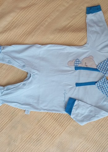 Mavi Pamuklu Uzun Kollu Bebek Tulum - Görsel 2