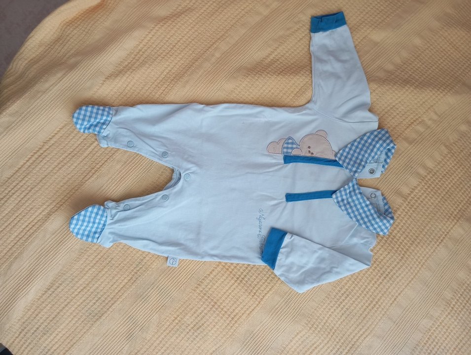 Mavi Pamuklu Uzun Kollu Bebek Tulum - Görsel 2