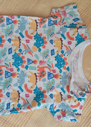 Renkli Desenli Kısa Kollu Bebek Tulum - Görsel 2