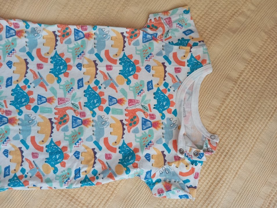 Renkli Desenli Kısa Kollu Bebek Tulum - Görsel 2