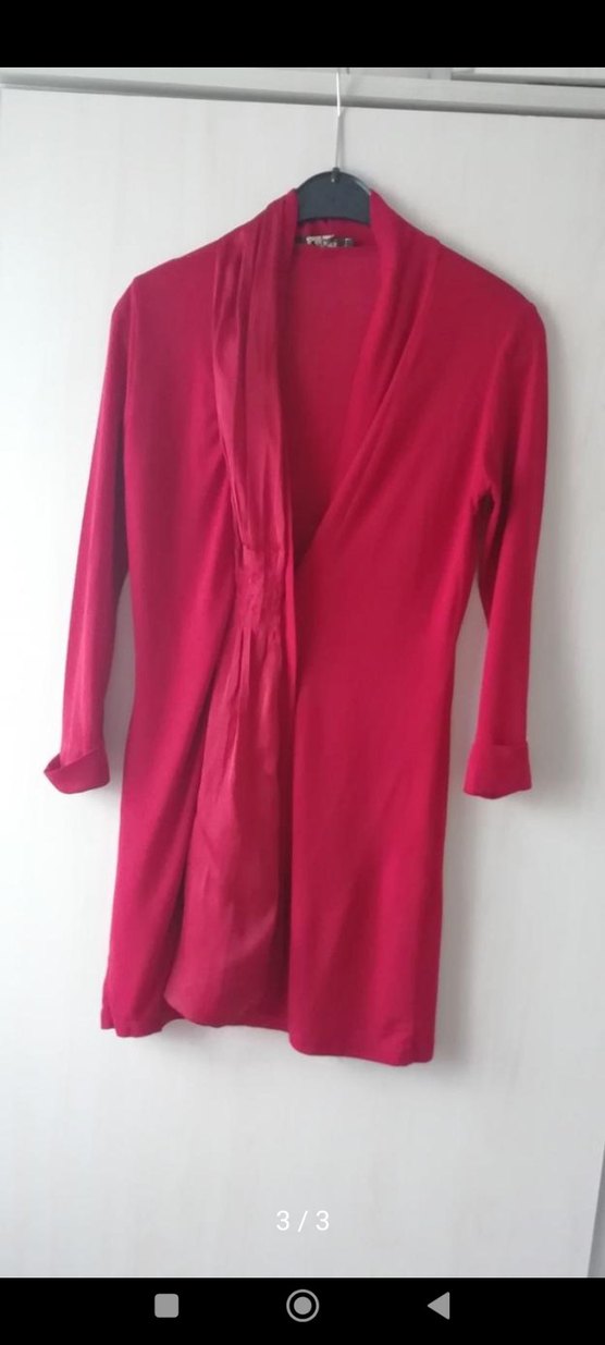 Kırmızı V Yaka Uzun Kollu Midi Hırka - Görsel 3