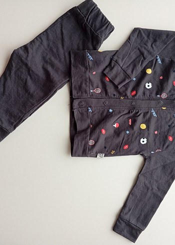Erkek Bebek Siyah Penye Nakışlı Takım - Görsel 4