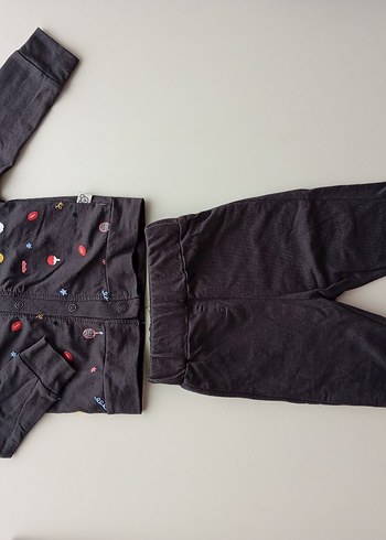 Erkek Bebek Siyah Penye Nakışlı Takım - Görsel 2