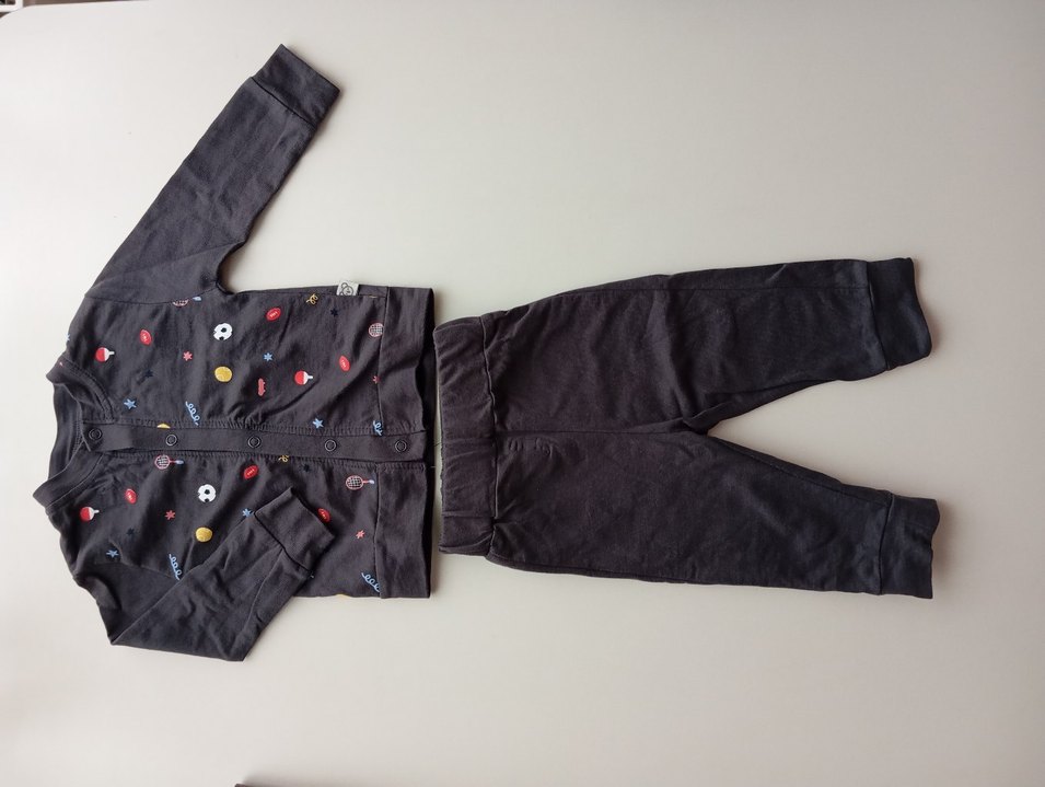 Erkek Bebek Siyah Penye Nakışlı Takım - Görsel 3