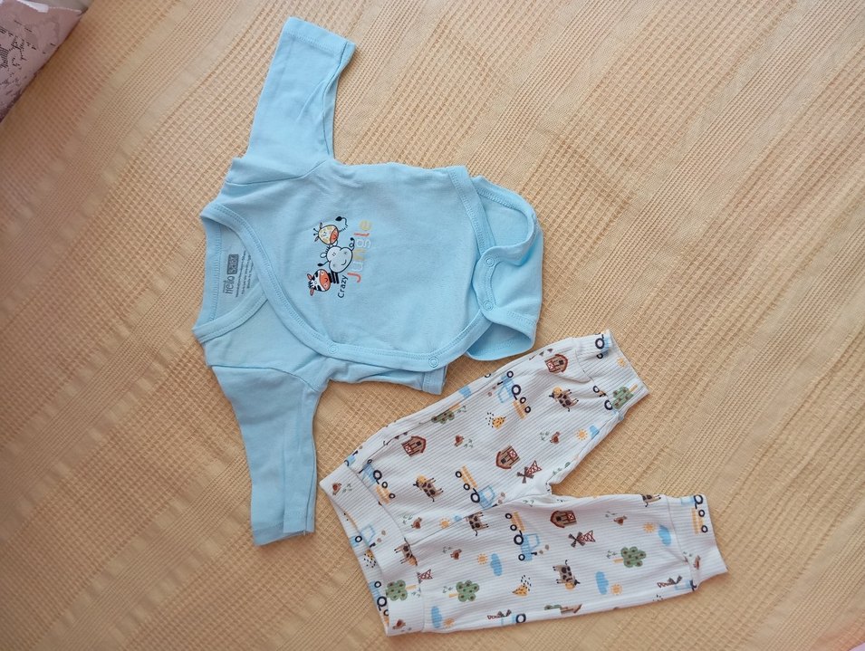 Mavi Baskılı Uzun Kollu Bebek Takımı - Görsel 2