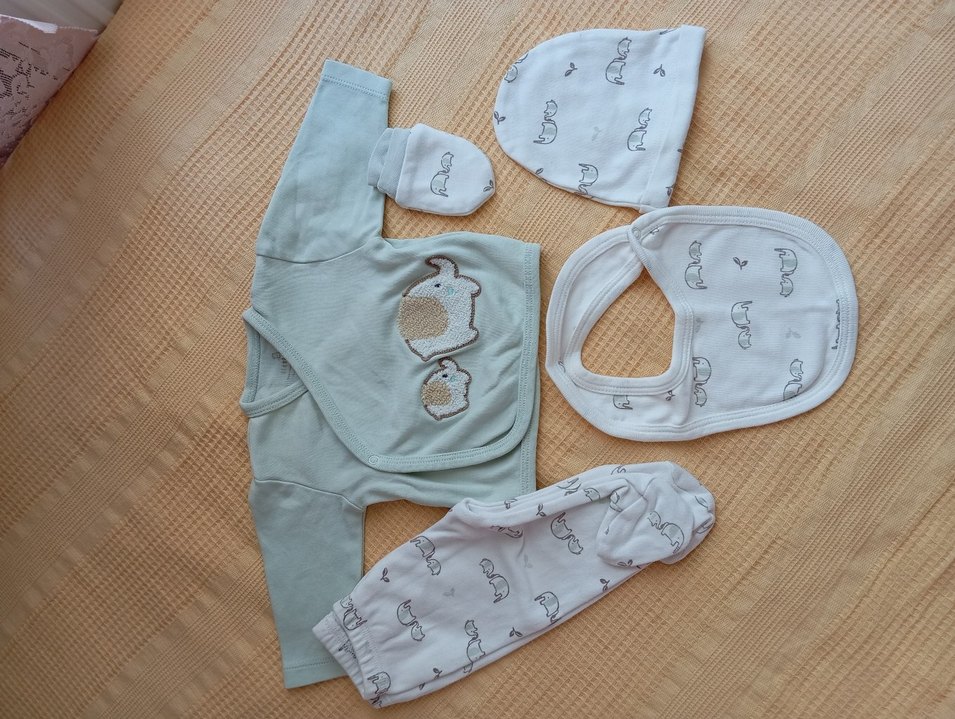 Mint Yeşili Nakışlı Yenidoğan Erkek Hastane Seti (unisex) - Görsel 2