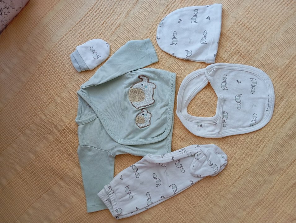 Mint Yeşili Nakışlı Yenidoğan Erkek Hastane Seti (unisex) - Görsel 4