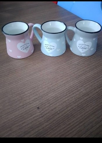 Pastel Renkli Kalp Desenli Seramik Kupa