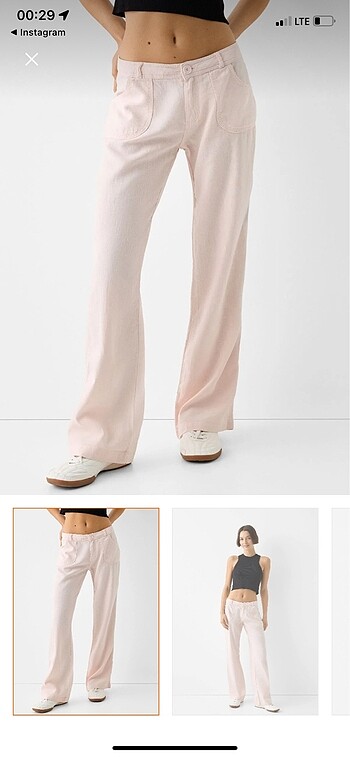 Pembe keten pantolon