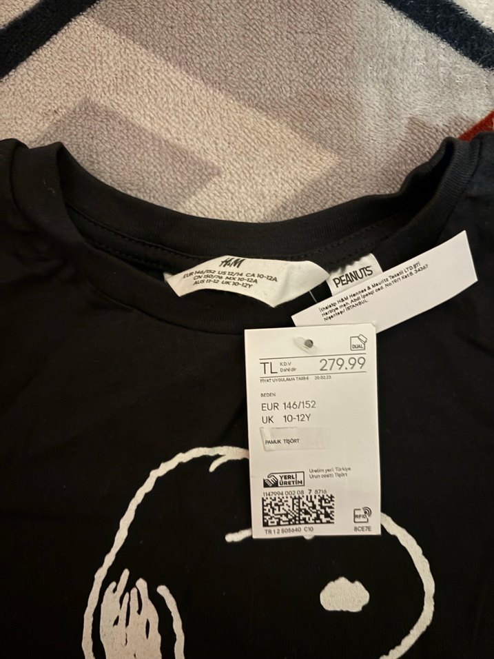 Kız Çocuk Siyah Pamuklu Baskılı Tişört - Görsel 3