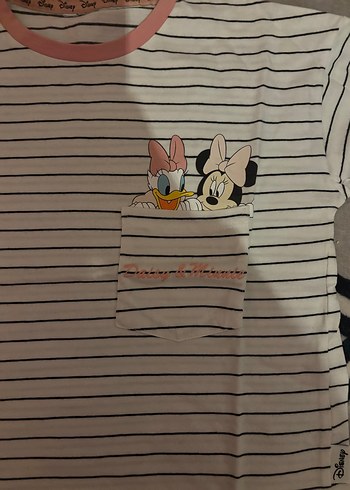 Kız Çocuk Çizgili Baskılı Tişört - Görsel 2