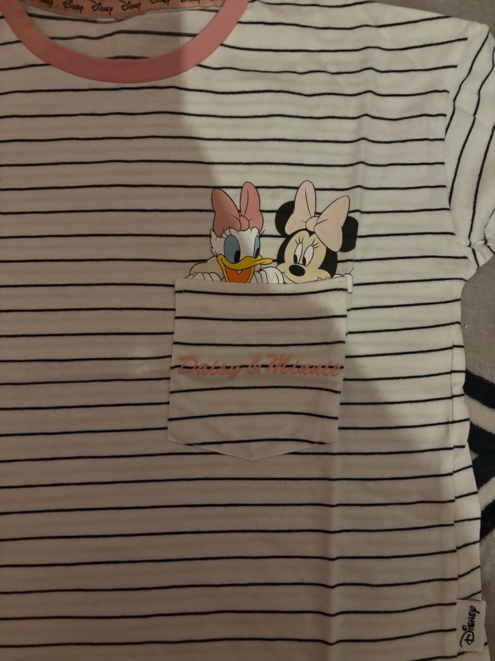 Kız Çocuk Çizgili Baskılı Tişört - Görsel 2