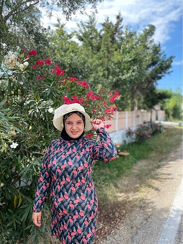 Defacto Likralı flamingo desenli haşema
