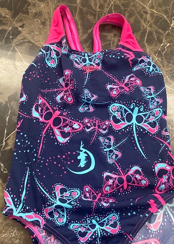 Kelebek Desenli Kız Mayo Pembe Askılı - Görsel 2