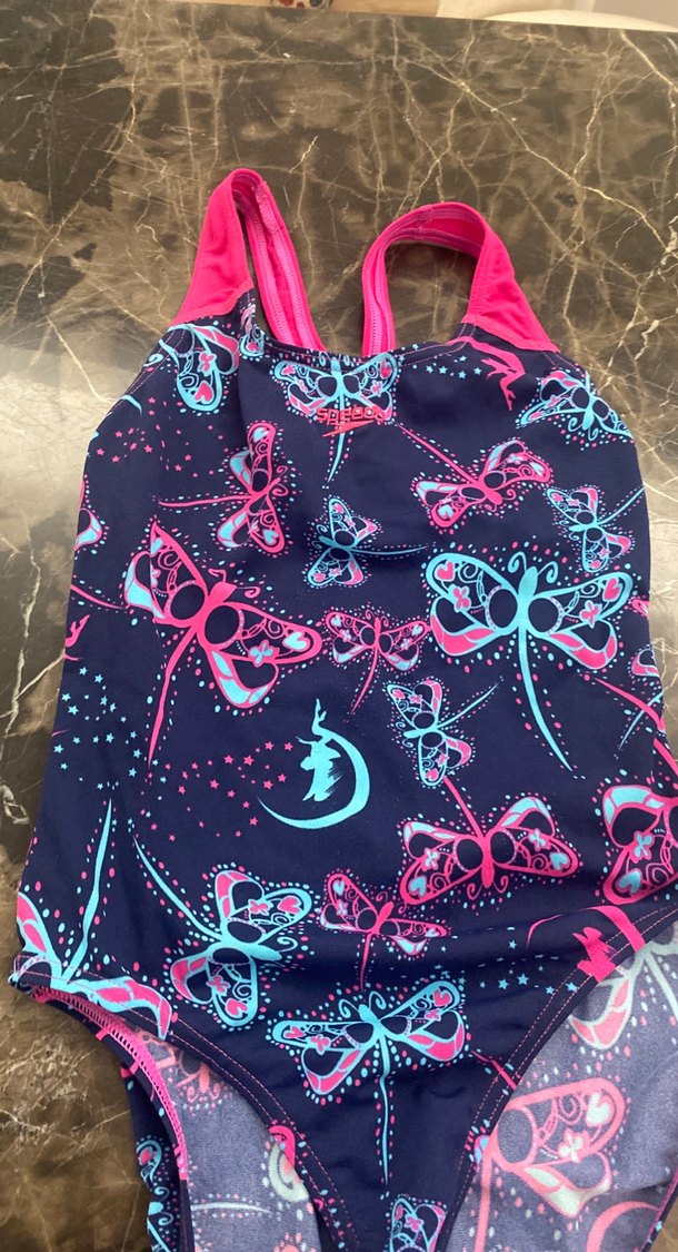 Kelebek Desenli Kız Mayo Pembe Askılı - Görsel 2