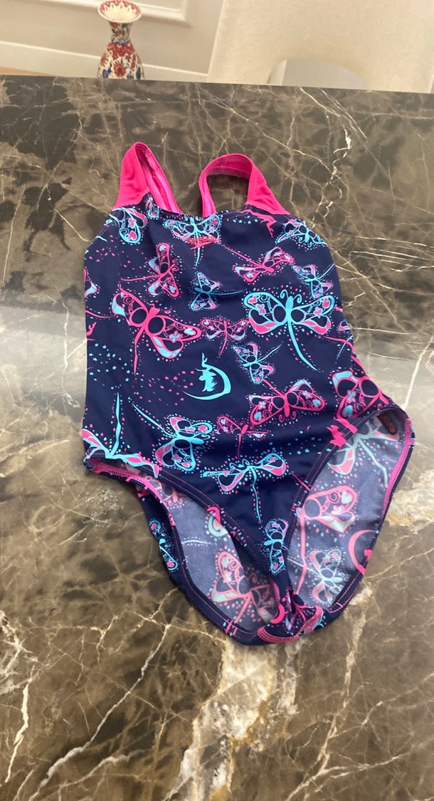 Kelebek Desenli Kız Mayo Pembe Askılı - Görsel 4