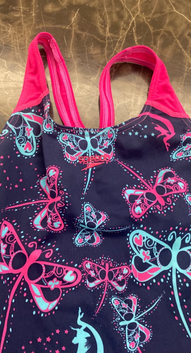 Kelebek Desenli Kız Mayo Pembe Askılı - Görsel 3