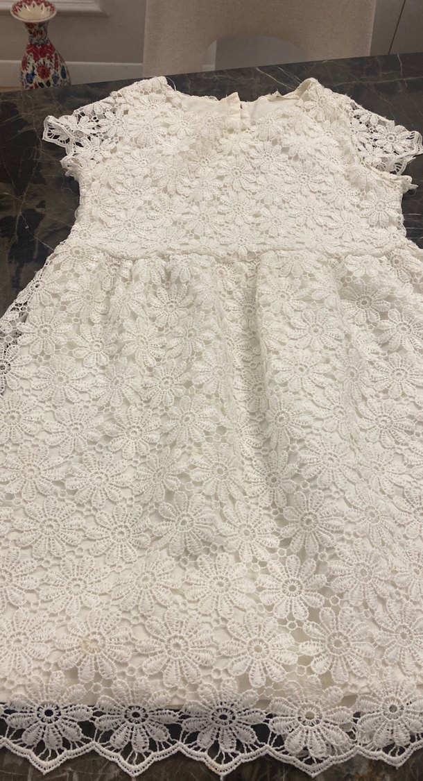 Kız Çocuk Beyaz Dantel Bohem Elbise - Görsel 2