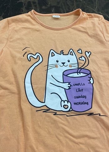 Kız Çocuk Pastel Kahverengi Baskılı Tişört - Görsel 3