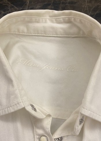 Düğmeli Beyaz Kısa Kollu Keten Gömlek - Görsel 2