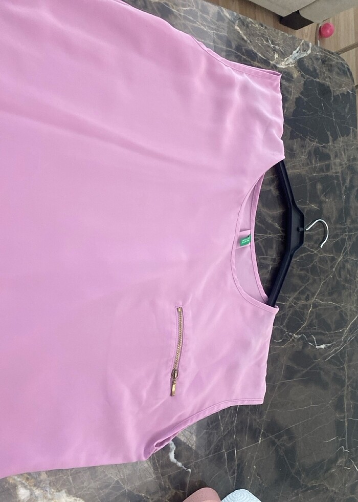 Benetton lila rengi s beden oversize bluz - Görsel 2