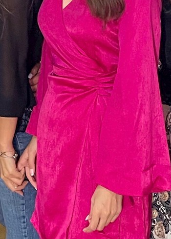 Parlak Fuşya Mini Kadın Elbise - Görsel 7
