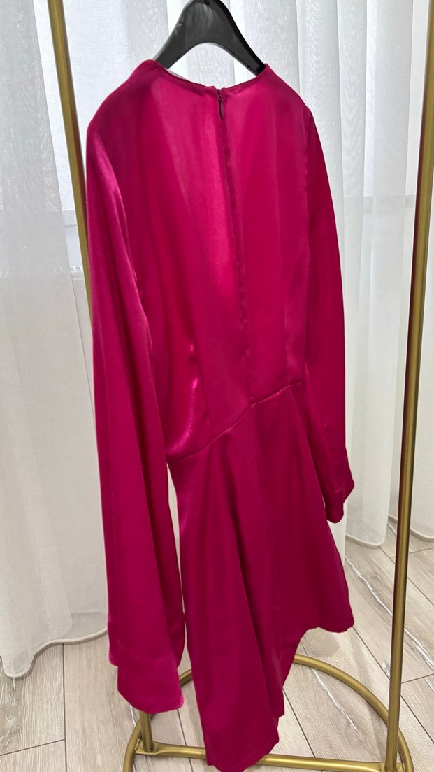 Parlak Fuşya Mini Kadın Elbise - Görsel 4