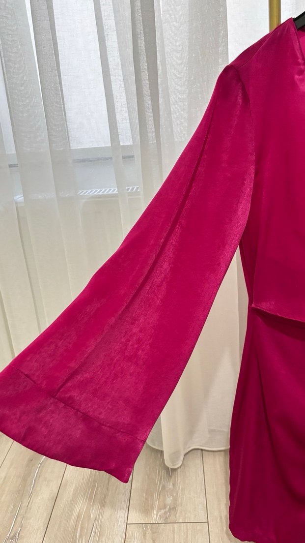 Parlak Fuşya Mini Kadın Elbise - Görsel 2