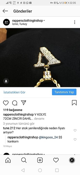 Diğer V KOLYE - RAPPERSCLOTHİNGTRSHOP 