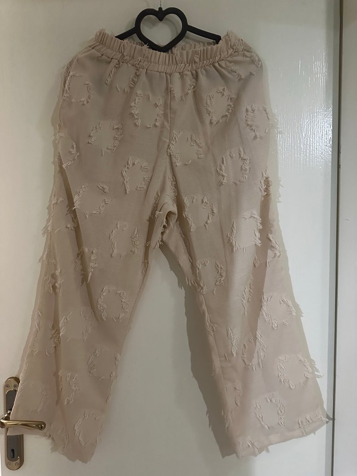 Bej Kadın Keten Bohem Uzun Kimono - Görsel 5