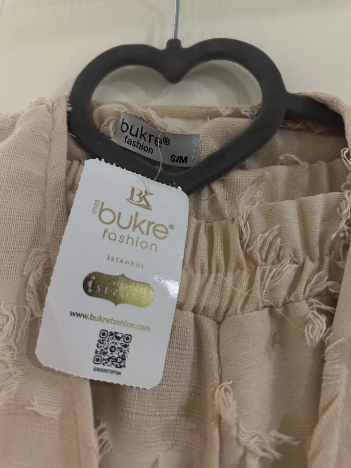 Bej Kadın Keten Bohem Uzun Kimono - Görsel 2