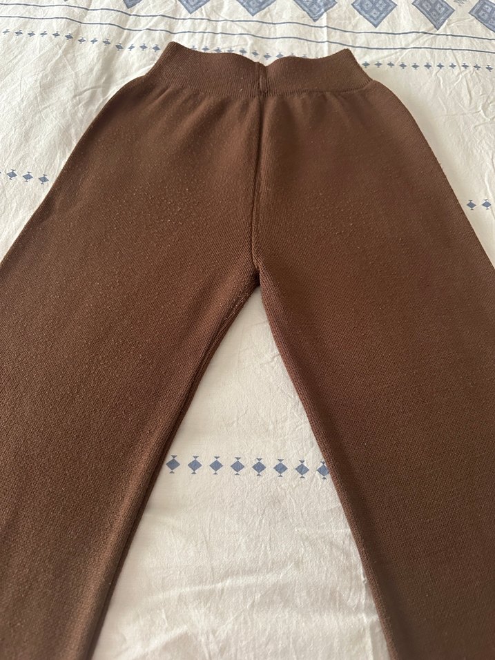 Kahverengi Boğazlı taşlı triko takım - Görsel 5