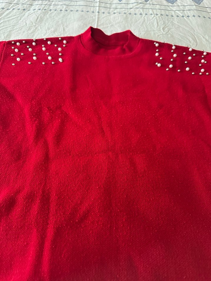 Kırmızı Uzun Kollu Triko Takım - Görsel 3