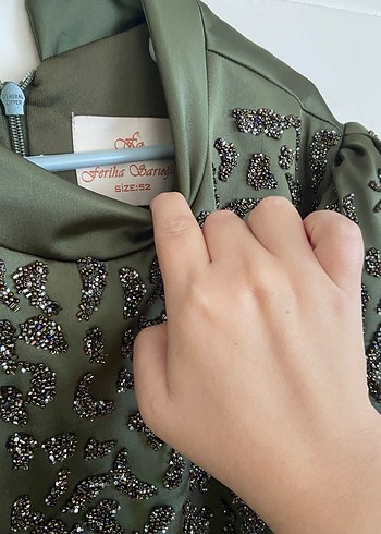 Uzun Kol Nakışlı Kadın Abiye Elbise - Görsel 5