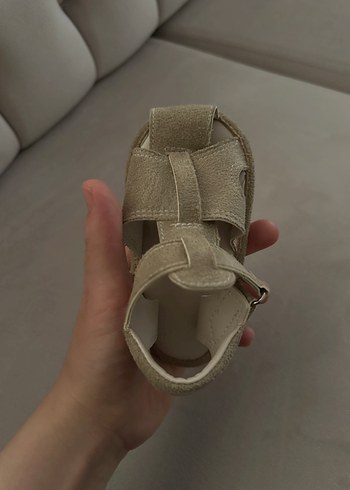 21 Beden camel Renk Bej Süet Erkek Çocuk Tokalı Sandalet