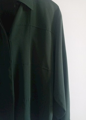 Uzun Kollu Koyu Yeşil Gömlek - Görsel 7